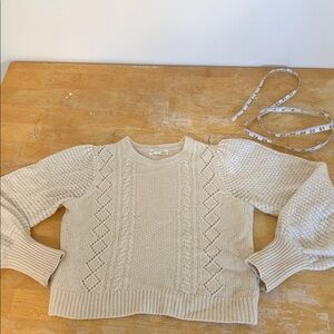 Anthropologie Cream Textured Knit Sweater